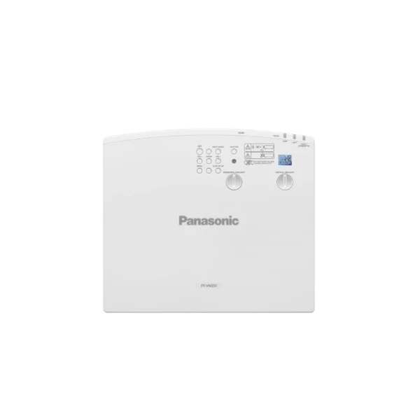 نمای بالایی پروژکتور Panasonic PT-VMZ51 با دکمه‌های کنترلی و لوگوی برند